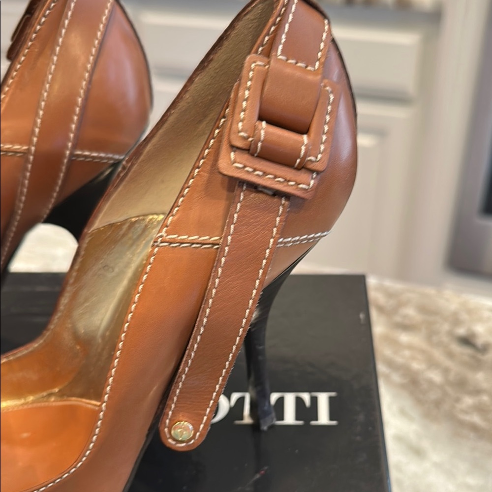 Vintage Y2K Cesare Paciotti Pointed Toe Pumps–Size 8–Brown Leather – Orig. Box - Picture 5 of 9